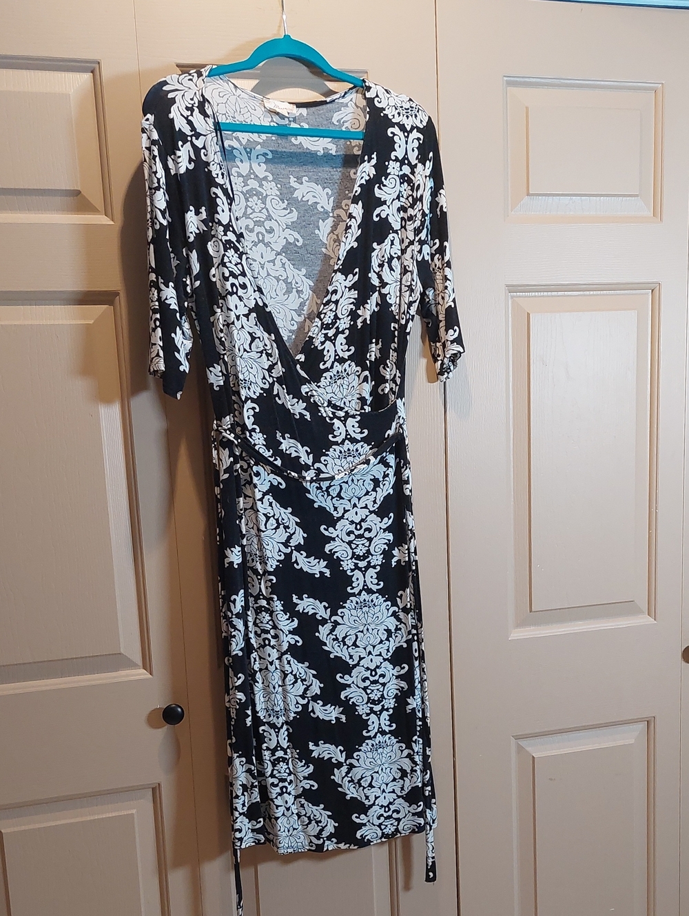 Misia Black and White Printed Wrap Dress